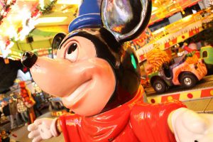 "Berlin, Germany - 27th Nov 2011: Mickey-Mouse decoration in City Christmas Feast in Alexander Platz. The traditional Christmas atmosphere is nowadays quite changed with a lot of free-time activities like carrousels, for children and adults, like in this picture"