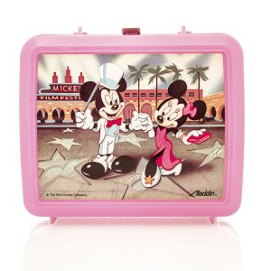 Winneconne, WI, USA - 29 March 2016: Plastic lunch box from the 1980's featuring Mickey and Minnie Mouse from Disney